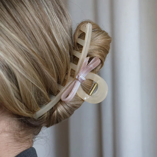 Hårklemme med sløjfe - creme