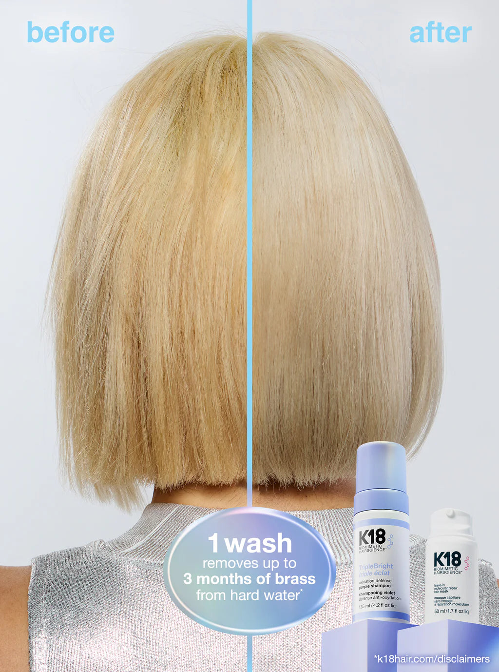 K18 TripleBright Oxidation Defense Purple Shampoo, 125 ml