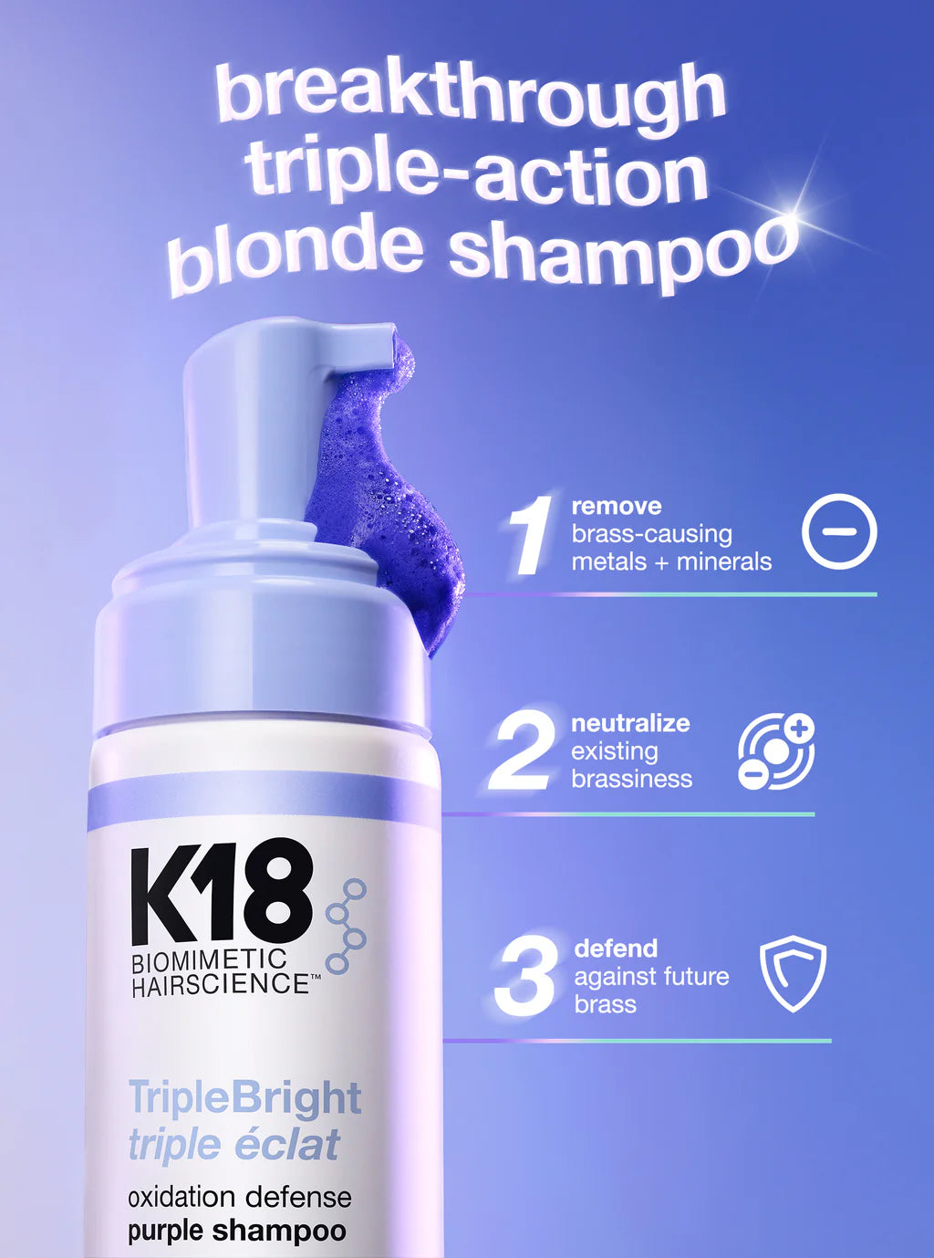 K18 TripleBright Oxidation Defense Purple Shampoo, 125 ml