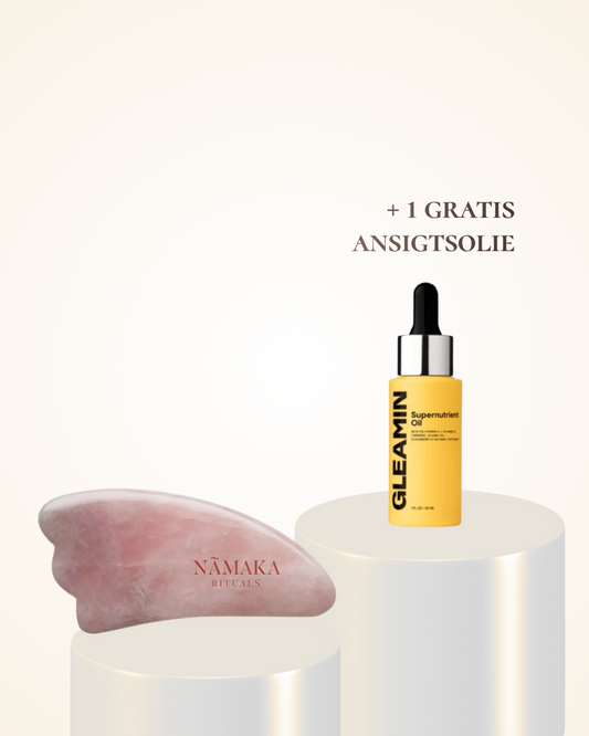 Namaka Rituals Nani Gua Sha - Rose Quartz + Gleamin ansigtsolie