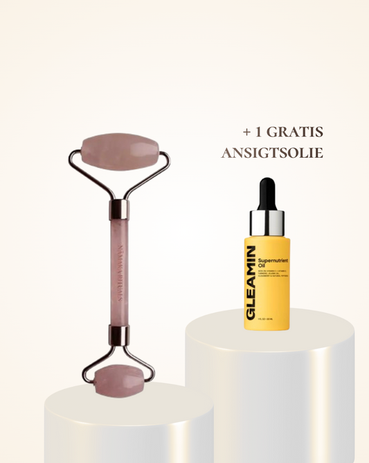 Namaka Rituals Pono Jade Roller - Rose Quartz + Gleamin ansigtsolie